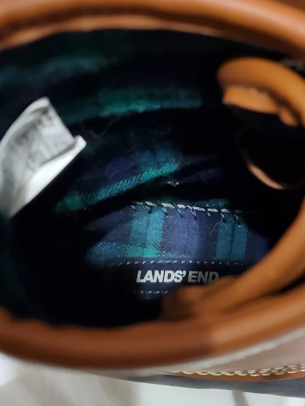 Lands End Duck Boots Womens 7.5 Waterproof Rain Boots Brown Navy Lace Up Classic - Picture 2 of 4